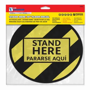 CH HANSON 15092 Floor Decal, Stand Here, 10 Inch Dia., 5 Pk | CH3TMM