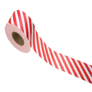 CH HANSON 17025 Standard Flagging Tape, White, Red Stripes, 1-3/16 Inch Size, 300 Feet Length | CD6LFW