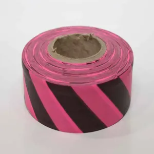 CH HANSON 17055 Flagging Tape, Pink, Black Stripes, 1-3/16 Inch Size, 150 Feet Length | CD6LFZ