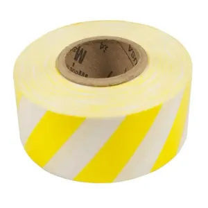 CH HANSON 17061 Standard Flagging Tape, Yellow, White Stripes, 1-3/16 Inch Size, 300 Feet Length | CD6LGD