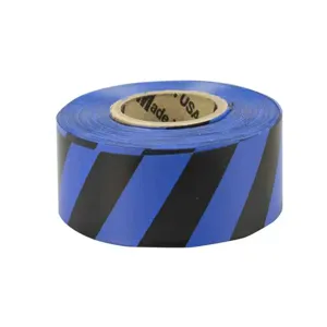 CH HANSON 17064 Standard Flagging Tape, Blue, Black Stripes, 1-3/16 Inch x 300 Feet | CD6LGF