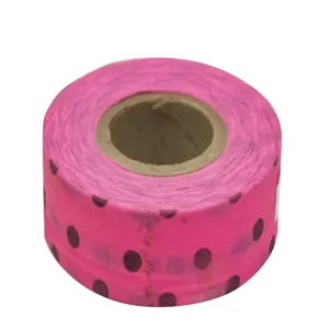 CH HANSON 17071 Glowing Flagging Tape, Pink With Black Dots, 1-3/16 Inch Size, 150 Feet Length | CD6LMK