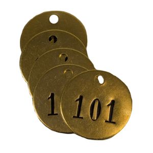 CH HANSON 40017 Numbered Valve Tag, 100 To 125, 1-1/4 Inch Dia., Brass | CH3TWQ