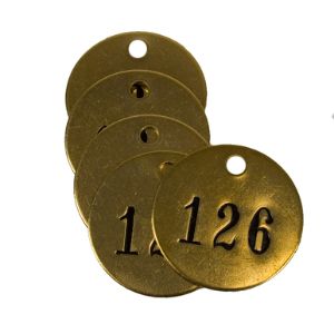 CH HANSON 40028 Numbered Valve Tag, 126 To 150, 1-1/2 Inch Dia., Brass | CH3TXC