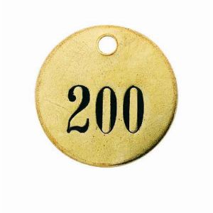 CH HANSON 40025 Numbered Valve Tag, 51 To 75, 1-1/2 Inch Dia., Brass | CH3TWZ