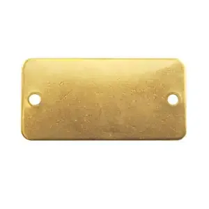 CH HANSON 41282 Blank Tag, Rectangle, Brass, Round Corner, 1 x 2-1/2 Inch Size, 100 Pk | CH3TZU