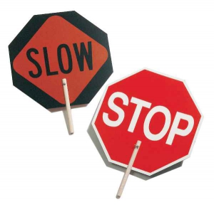 CH HANSON 55450 Stop/Slow Sign, 10 Inch Size, Wooden Pole | CD6LJG