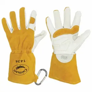 CAIMAN 1434-5 Welding Gloves, Wing Thumb, Gauntlet Cuff, Premium, Beige Cowhide, Caiman 1434 | CQ8CJT 494N41