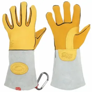 CAIMAN 1485-5 Welding Gloves, Straight Thumb, Gauntlet Cuff, Premium, Yellow Elksk Inch, Caiman 1485 | CQ8CJN 494N44