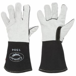 CAIMAN 1504-1 Welding Gloves, Straight Thumb, Gauntlet Cuff, White Cowhide, Caiman 1504 | CQ8CJE 494N30