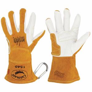 CAIMAN 1540-3 Welding Gloves, Wing Thumb, Gauntlet Cuff, Premium, White Cowhide, Caiman 1540 | CQ8CKA 494N37