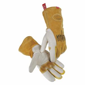CAIMAN 1810-7 Welding Gloves, Keystone Thumb, Gauntlet Cuff, Premium, Beige Cowhide, Caiman 1810 | CQ8CJH 56KA96