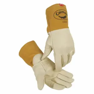 CAIMAN 1869-3 Welding Gloves, Straight Thumb, Gauntlet Cuff, Premium, Gold Goatsk Inch, Caiman 1869 | CQ8CJL 56KA97