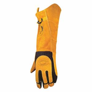 CAIMAN 1878-1 Welding Gloves, Wing Thumb, Extended Gauntlet Cuff, Premium, Black/Tan Deersk Inch | CQ8CJQ 56KC02