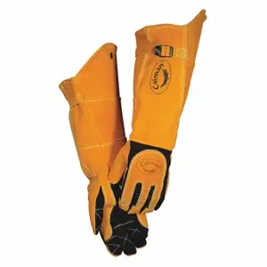 CAIMAN 1878-6 Welding Gloves, Wing Thumb, Extended Gauntlet Cuff, Premium, Black/Tan Deersk Inch | CQ8CJR 56KC03