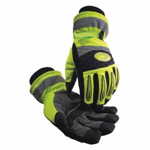 CAIMAN 2991-6 Mechaniker-Handschuhe, Kunstleder, gut sichtbar Limette/Schwarz, Lederhandfläche, 1 Paar | CQ8CJB 52YX46