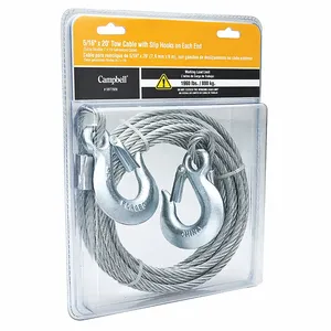 CAMPBELL 5977920 Tow Cable, Eye Slip Hook Each End, 5/16 Inch Chain Size UPC Tagged Forged Steel | CM7WEC