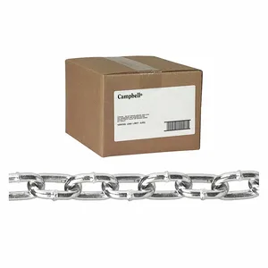 CAMPBELL T0314024 Machine Chain, Straight Link, Zinc Plated, 100 ft. /Carton | CM7VMG