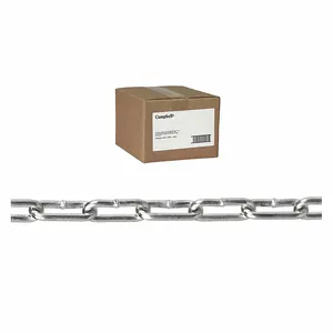 CAMPBELL T0331024 Coil Chain, Straight Link, Zinc Plated, 100 ft./Carton | CM7VMY