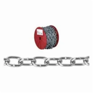 CAMPBELL T0722957 Passing Link Chain, 50 ft. /Reel, Zinc Plated | CM7VRN