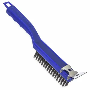 CARLISLE FOODSERVICE PRODUCTS 4067100 Scratch Brush, 11 1/2 Inch Length, Carbon Steel Bristles, Plastic Handle, Blue | CJ3GQZ 61LW39