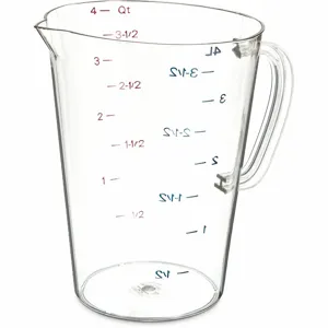 CARLISLE FOODSERVICE PRODUCTS 4314507 Measure Cup, 1 gal., Polycarbonate, Clear | CJ2UJF 61LW49