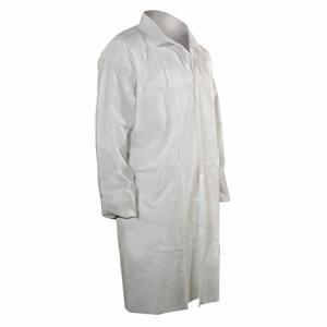 CELLUCAP 3302EWSXXX Disposable Lab Coat, Mandarin Collar, Elastic Cuff, Polypropylene, White, 25 PK | CQ8LEU 22CT99
