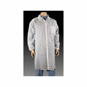 CELLUCAP 3317X Disposable Lab Coat, Mandarin Collar, Elastic Cuff, Polypropylene, White, 25 PK | CQ8LEV 34GF65