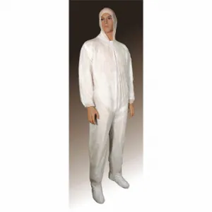 CELLUCAP 55819XGRA Hooded Disposable Coveralls, Polypropylene, Light Duty, Serged Seam, White, Cellucap, XL | CQ8LKN 3RLD5