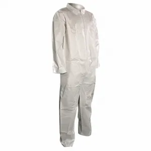 CELLUCAP 5702X Collared Disposable Coverall, Microporous Film Laminate, Heavy Duty, Serged Seam, White | CQ8LHC 22CU16