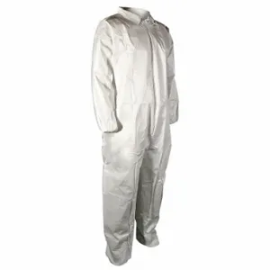 CELLUCAP 5740L Collared Disposable Coverall, Polypropylene, Heavy Duty, Serged Seam, White, Cellucap, L | CQ8LHL 22CU19