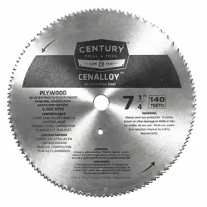 CENTURY DRILL AND TOOL 08206 Plywood Circular Saw Blade, 7-1/4 Inch, 140T | CQ8LPN 42YZ29