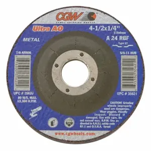 CGW ABRASIVES 35620 Depressed Ctr Whl, 4.5X1/4X7/8, T27 | CQ8MAF 267K41