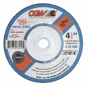 CGW ABRASIVES 36259 Depressed Ctr Whl, 6X1/4X7/8, T27 | CQ8MAD 267M11