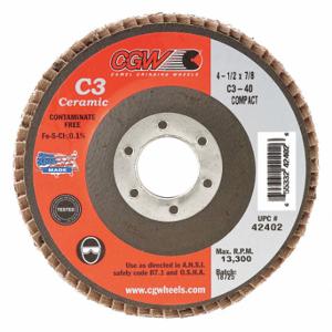 CGW ABRASIVES 42402 Flap Disc, 4.5x7/8, C3, Cmpct Cer, Reg, 40G | CQ8MBC 267U80