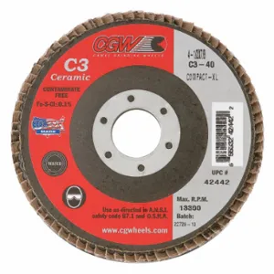 CGW ABRASIVES 42442 Flap Disc, 4.5x7/8, C3, Cmpct Cer, XL, 40G | CQ8MAQ 267U84