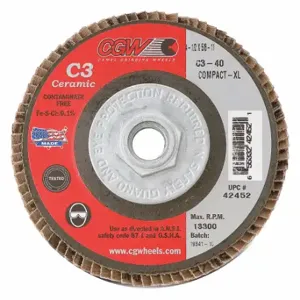 CGW ABRASIVES 42454 Flap Disc, 4.5x5/8-11, C3 Cmpct Cer XL, 60G | CQ8MAH 267T32