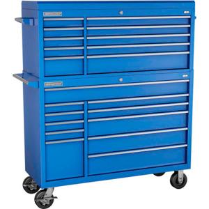 Champion Tool Storage FMP5421RC-BL Cabinet, 54 x 20 Inch Size, 21 Drawers, Top Chest/Cabinet, Casters, Blue | CJ6BCE