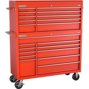 Champion Tool Storage FMP5421RC-RD Cabinet, 54 x 20 Inch Size, 21 Drawers, Top Chest/Cabinet, Casters, Red | CJ6BCA