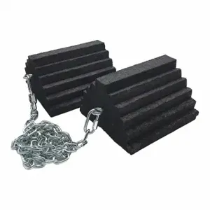 CHECKERS CH4121-8-CH3 Wheel Chock, 8 Inch Width, 5 Inch Heightt, 8 Inch Size Dp, Rubber, Grooved, 1 PR | CQ8QKR 471F55