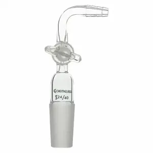 CHEMGLASS CG-1028-01 Adapter, FlowControl, Clear, 24/40 Lower Ground Mouth Size | CQ8QLV 21UE13