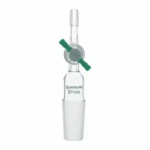 CHEMGLASS CG-1029-01 Adapter, FlowControl, Clear, 24/40 Lower Ground Mouth Size, Glass, 130 mm Overall Length | CQ8QLX 21UE48