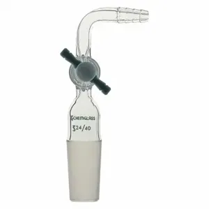 CHEMGLASS CG-1030-14 Adapter, FlowControl, Clear, 14/20 Lower Ground Mouth Size, Glass, 97 mm Overall Length | CQ8QLU 21UE40