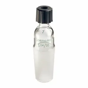 CHEMGLASS CG-1042-14 Adapter, Inch let, Clear, 14/20 Lower Ground Mouth Size, Glass, 55 mm Overall Length | CQ8QMC 21UC33