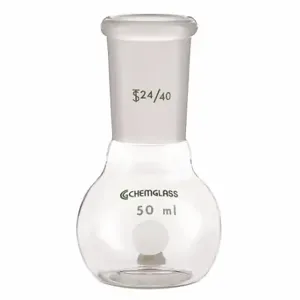 CHEMGLASS CG-1500-04 Flat Bottom Flask, 500 mL Labware Capacity Metric, Type I Borosilicate Glass | CQ8QTX 21UD04