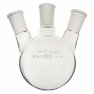 CHEMGLASS CG-1524-05 Round Bottom Flask, 500 Ml Labware Capacity Metric, Type I Borosilicate Glass, Boiling | CQ8QZX 21UF43