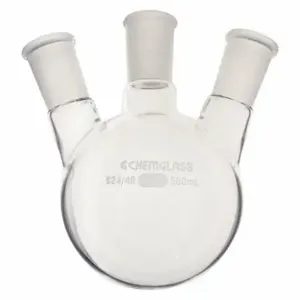 CHEMGLASS CG-1524-05 Round Bottom Flask, 500 Ml Labware Capacity Metric, Type I Borosilicate Glass, Boiling | CQ8QZX 21UF43