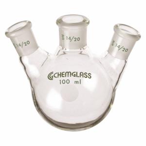 CHEMGLASS CG-1524-A-08 Rundkolben, 100 ml Laborbedarf, metrisch, Borosilikatglas Typ I, kochend | CQ8QYL 21UE30