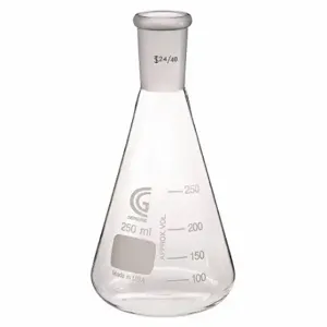 CHEMGLASS CG-1542-05 Erlenmeyer Flask, 250 Ml Labware Capacity - Metric, Type I Borosilicate Glass | CQ8QVP 21UC13