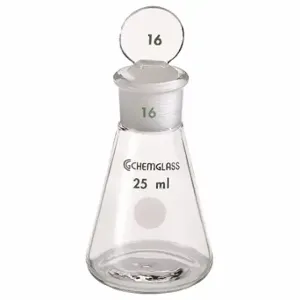 CHEMGLASS CG-1546-05 Erlenmeyer Flask, 50 Ml Labware Capacity - Metric, Type I Borosilicate Glass | CQ8QVR 21UC51